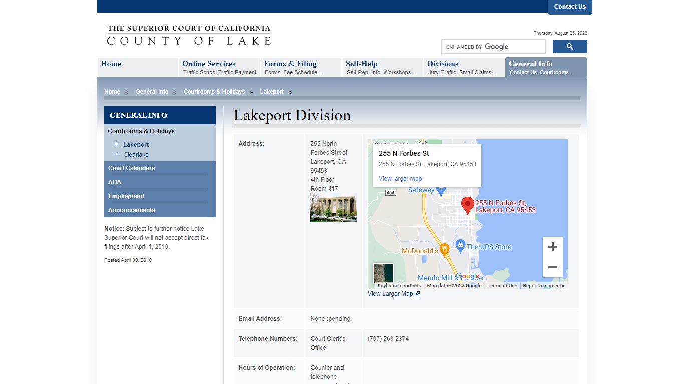 Lake County Superior Court - Lakeport